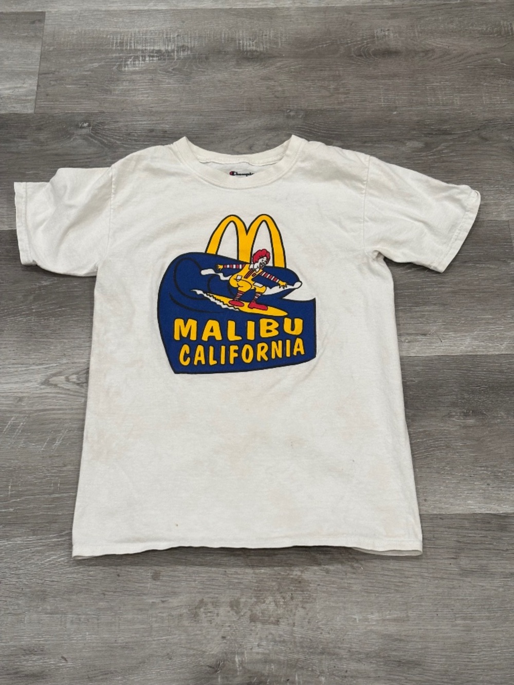 Champion x McDonalds Malibu California White Graphic T-Shirt Size Men’s S